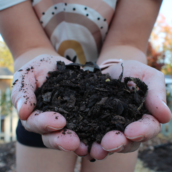 girl holding compost