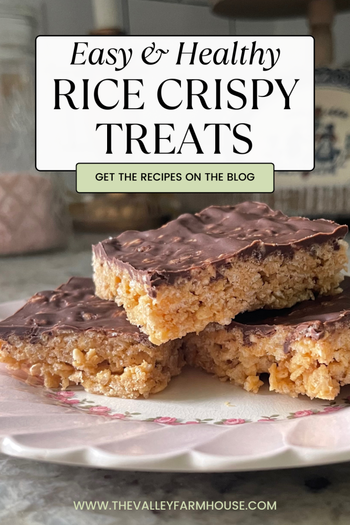 Pinterest image of easy and healthy rice crispy treats 